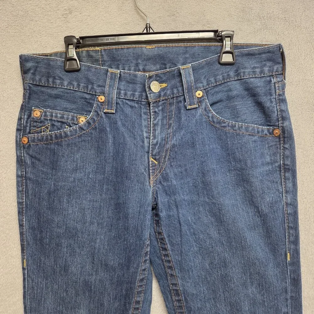 True Religion Jeans Mens 34x28 Blue Made In USA Y2K Stitch Distressed (TAG 32)